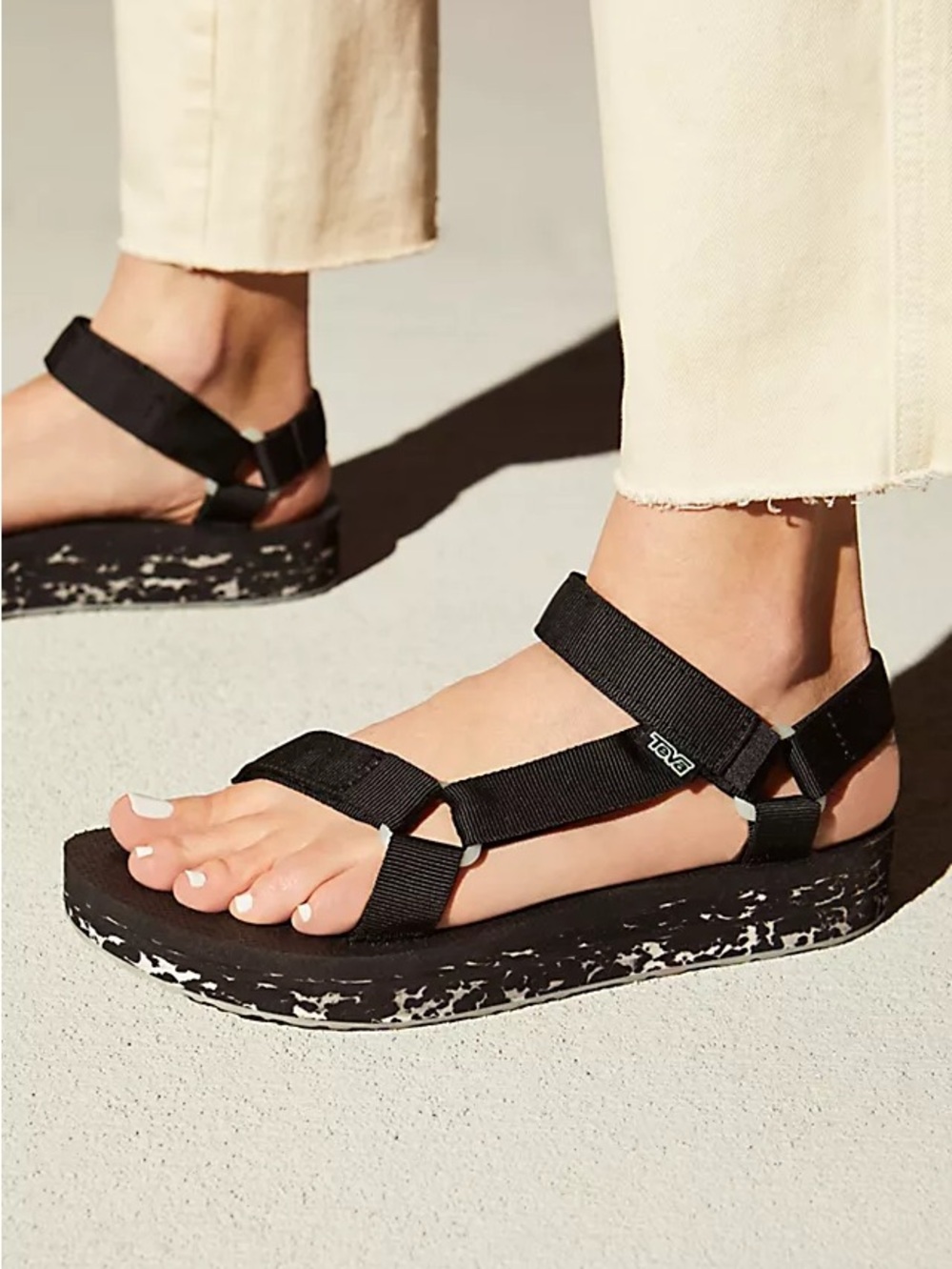 Teva Black Strappy Platform Sandals